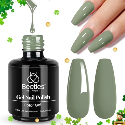 Miniatura 147 de Beetles - Esmalte de uñas de gel verde luminoso que brilla en la oscuridad, esmalte de uñas de gel que se absorbe con lámpara LED UV, arte de uñas