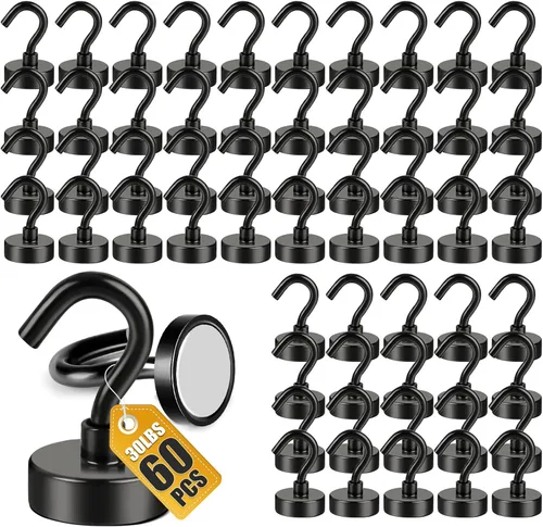 DIYMAG - Ganchos magnéticos extrafuertes, imanes resistentes de tierras raras con gancho para colgar, para cabañas, parrillas, refrigerador, crucero