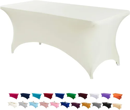 Miniatura 19 de Peomeise - Funda de mesa de elastano de 4 pies, mantel rectangular elástico de elastano (verde manzana, 4 pies)