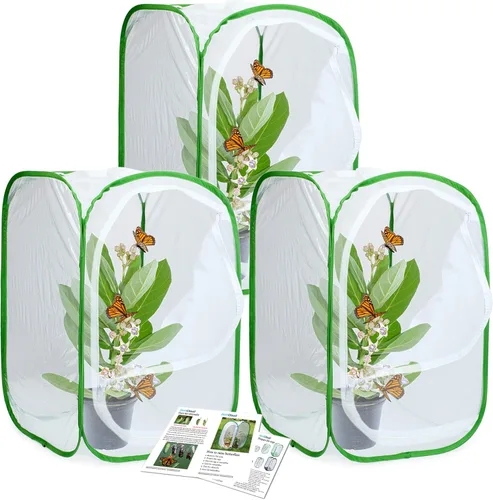 Paquete de 3 jaulas para hábitat de insectos y mariposas (3 x 15.7 x 15.7 x 23.6 pulgadas)