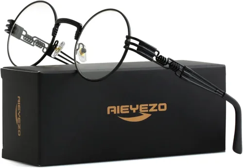Miniatura 2 de AIEYEZO Gafas de sol redondas steampunk Circle Lennon Hippie, marco de metal, lente de bloqueo UV 100%