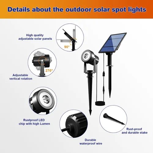 Miniatura 8 de APONUO Focos Solares - Luces Solares 2 en 1 para Paisaje de Exterior con Iluminación Ascendente, del Atardecer al Amanecer, IP65 Impermeable, Cable