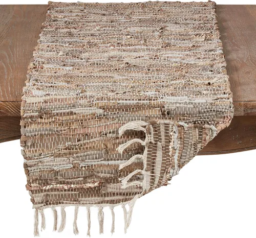 Miniatura 2 de Saro Lifestyle Camino de mesa Chindi de cuero, natural, 16" x 54