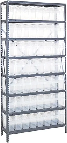 Miniatura 579 de Quantum QSBU-245BK Heavy Duty Shelving Unit with (7) Shelves and (24) QUS245 Black Bins for Garage Warehouse Storage Distribution 400 lb Load