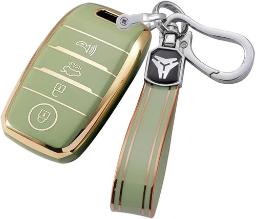Miniatura 8 de ontto Funda para llave de automóvil de 4 botones compatible con Kia Forte Koup NIRO Optima Rio TPU llavero suave y duradero, color beige