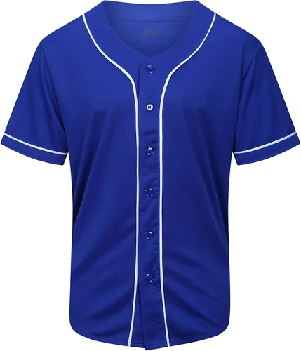 Miniatura 12 de KUAIPAO Camiseta de béisbol en blanco, camisa de manga corta, uniforme deportivo para hombres y mujeres (blanco, negro, rojo, azul, S-3XL)