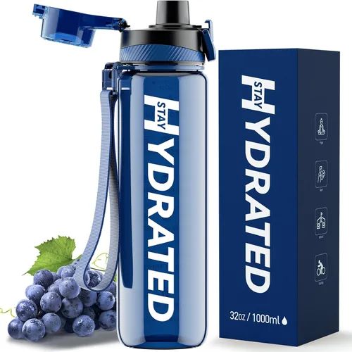 Mevoly 1 Litre Water Bottle, Gym Water Bottle with Hours for Drinking, Motivational Sports Water Bottle 1L BPA Free, Leakproof, Transparent Water