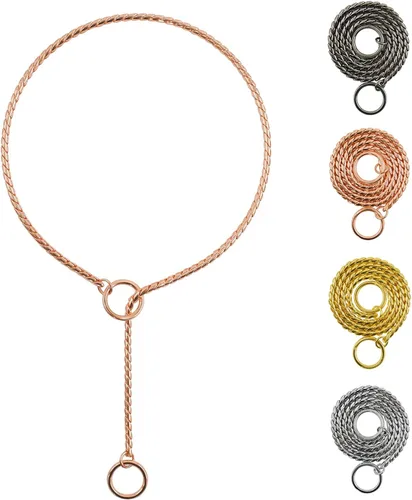 Collar de estrangulador para perro resistente con cadena en P, collar de serpiente, antioxidante, collares de entrenamiento para perros pequeños y