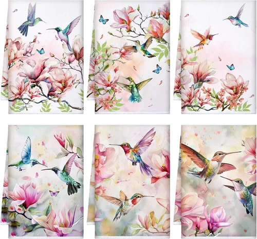 Miniatura 11 de Bencailor 6 toallas de cocina con rosas rosadas, toallas de mano color rosa, divertidas, paños de té para el baño, suministros para el hogar, 16 x