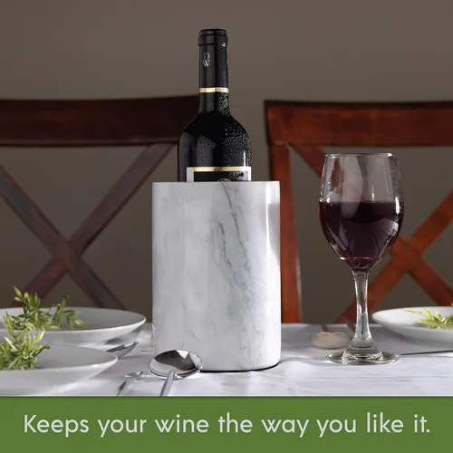 Miniatura 5 de Cubo Enfriador de Vino de Mármol Homeries - Enfriador de Vino y Champán para Fiestas, Cena – Mantiene el Vino y las Bebidas Frías, Enfriadores
