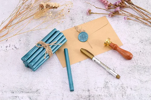 Miniatura 7 de Yoption 15 barras de cera para sellar pistola de pegamento para sello de cera, ideal para invitaciones de boda, sobres, tarjetas, ideas de regalo