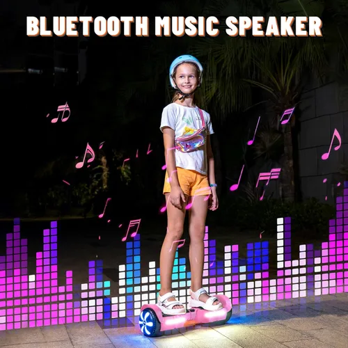 Miniatura 2 de SIMATE Patinete, altavoces Bluetooth y ruedas LED iluminadas, control por APP, motores duales de 250W, velocidad máxima de 8.5 mph y alcance máximo