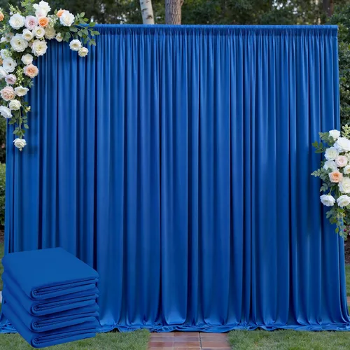 Miniatura 31 de Cortinas de telón de fondo blanco de 30 pies x 8 pies para fiestas de boda, 6 paneles de 5 pies x 8 pies, cortinas de fotografía de poliéster sin