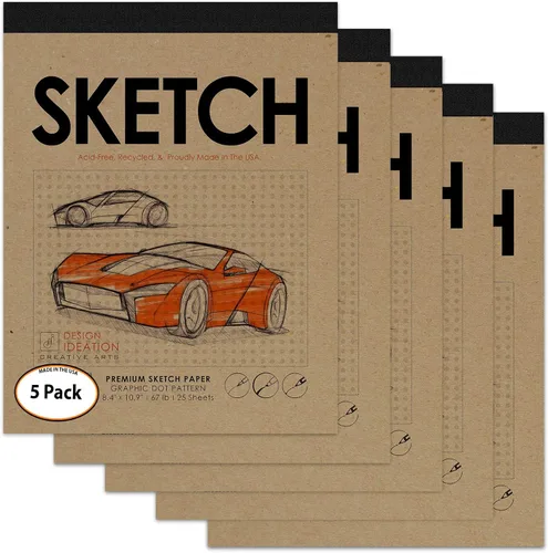 Miniatura 4 de PREMIUM – Bloc de dibujo para lápiz, tinta, y marcador. Gris Diseñador De Dot Pattern Red. Gran Para Art, diseño y Educación. (Jumbo 8.5" x 11")