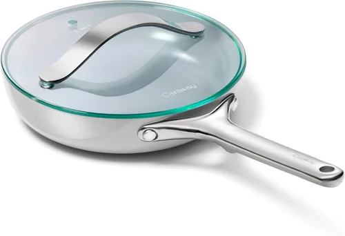 Miniatura 15 de Caraway Dúo de Sartenes de Cerámica con Tapas de Vidrio - Sartenes Antiadherentes (10.5" y 8") - No Tóxico, Libre de PTFE y PFOA - Apto para Horno