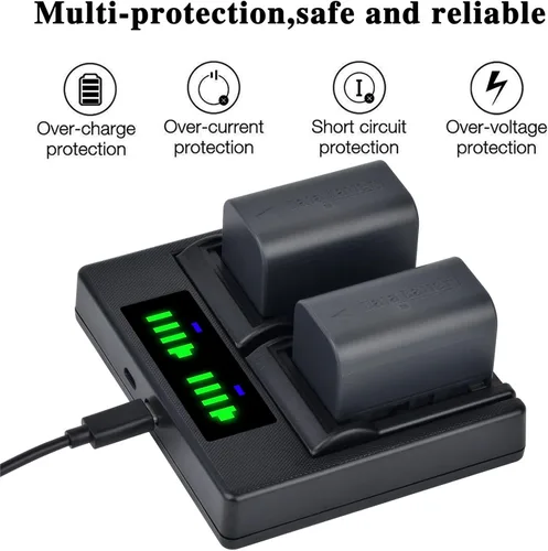 Miniatura 6 de Batmax 2 baterías BN-VF815 de 2500 mAh + cargador USB LED rápido con puerto tipo C para JVC BN-VF815 BN-VF815U y JVC Everio GZ-MG130 148 150 155 175