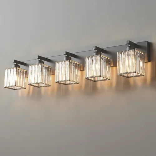 Miniatura 38 de Lámpara de tocador moderna de 2 luces de níquel cepillado, lámpara de tocador de cristal, luz de pared de baño, accesorios de iluminación de baño