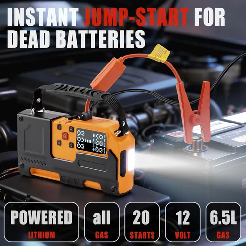 Miniatura 2 de Kit de emergencia en carretera para automóvil, arrancador de salto con compresor de aire, kit de primeros auxilios, cuerda de remolque, kit