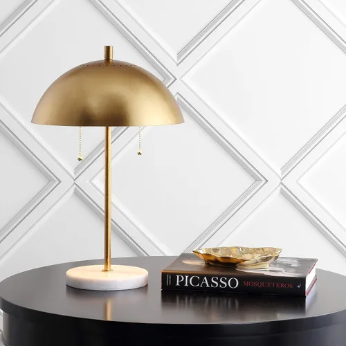 Miniatura 2 de JONATHAN Y Lámpara de mesa LED de 20.7 pulgadas de mármol dorado/blanco con 2 luces para decoración moderna de noche, lámpara de escritorio