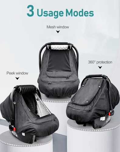 Miniatura 6 de YVMVDV - Funda impermeable para asiento de automóvil para bebé, funda de asiento de automóvil patentada para clima frío para bebés, toldo de asiento