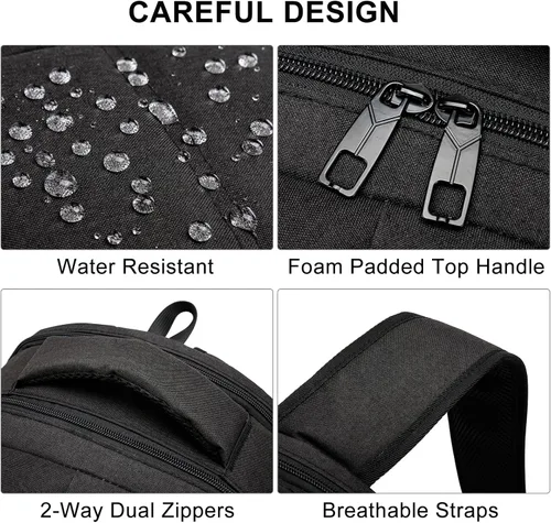 Miniatura 4 de Mochila negra para laptop para hombres y mujeres, mochilas escolares para adolescentes y niñas, mochila ligera para artículos personales, bolsa