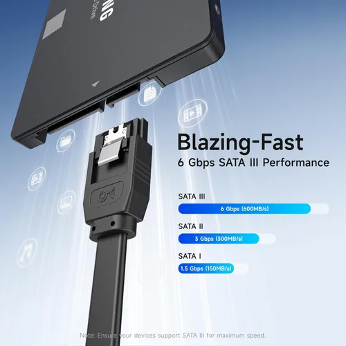Miniatura 2 de Cable Matters Paquete de 3 cables SATA SATA de 90 grados – 18 pulgadas, SATA III 6Gbps de ángulo recto para SSD, HDD, unidades de CD/DVD, disco