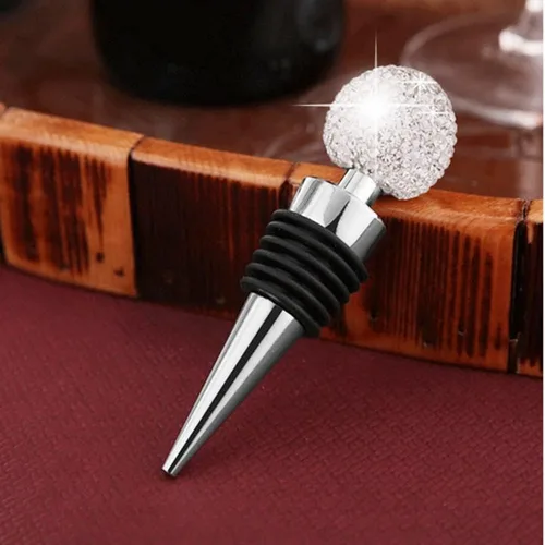 Miniatura 2 de Paquete de 2 tapones decorativos para vino con diamantes de cristal, aleación de zinc, accesorios para regalo, bar, fiesta de vacaciones, boda