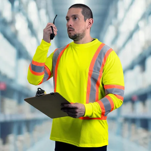Miniatura 6 de JORESTECH Camisa de trabajo de seguridad negra de manga larga - Alta visibilidad dos tonos amarillo/lime - ANSI/ISEA