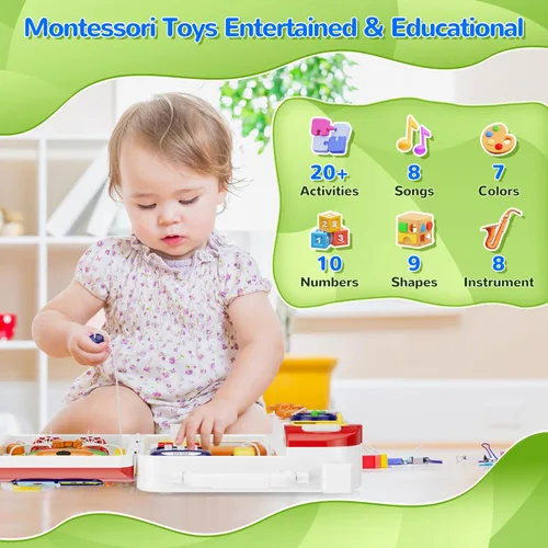 Miniatura 2 de Juguetes Montessori para niño y niña de 1 año, tablero musical Montessori ocupado para 12-18 meses de edad, juguete Montessori educativo para niños