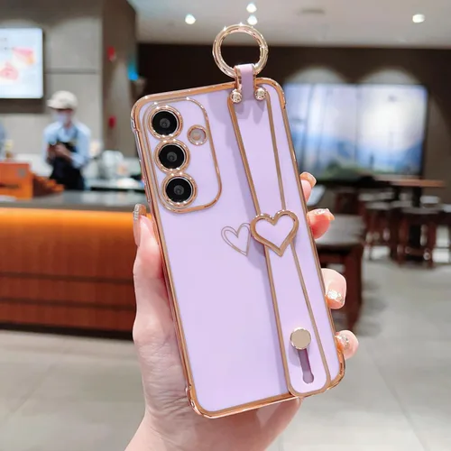Miniatura 10 de ZTOFERA Funda diseñada para Samsung Galaxy S20 FE 5G, borde chapado de lujo, patrón de corazones de amor con pulsera y función atril, protección