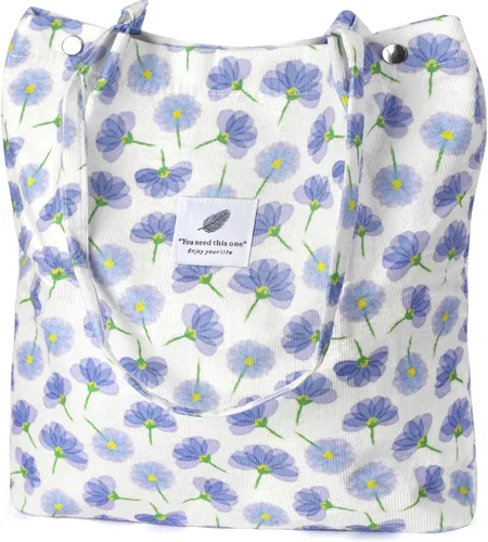 Miniatura 19 de Ayieyill - Bolsa de pana para mujer y niña, con correa de lona para colgar al hombro, bolsa con bolsillo