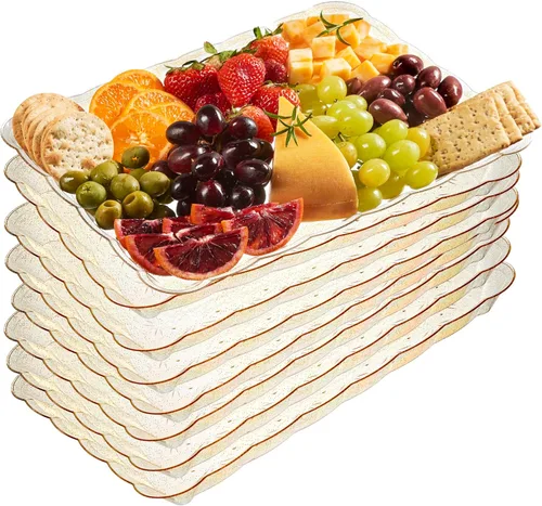 Miniatura 25 de Plasticpro - Bandejas de plástico para servir, rectangulares, 9 x 13 pulgadas, plato desechable para fiesta, incluye 4 bandejas Transparente