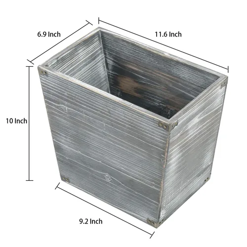 Miniatura 2 de Cubo de basura de madera con antorchas de estilo rústico gris con soportes de metal decorativos para dormitorio, sala de estar, baño y oficina (gris)