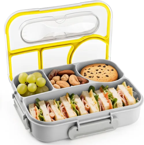 Miniatura 10 de EASYFUN Lonchera Bento para adultos, Caja de Almuerzo, lonchera con 4 compartimentos, a prueba de caídas, apta para lavavajillas y fabricada