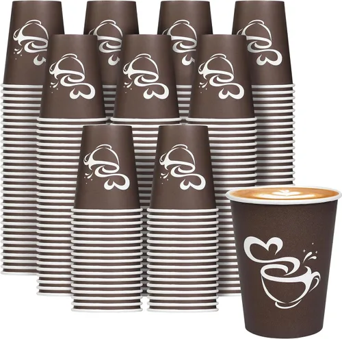Clawsoff 400 tazas de café de papel de 8 onzas, vasos desechables para bebidas calientes o frías, tazas de café marrón de 8 onzas para fiestas,