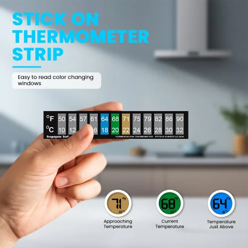 Miniatura 2 de Tira de termómetro horizontal adhesiva, pantalla digital de temperatura para fermentación, elaboración de cerveza, vino, cerveza, kombucha
