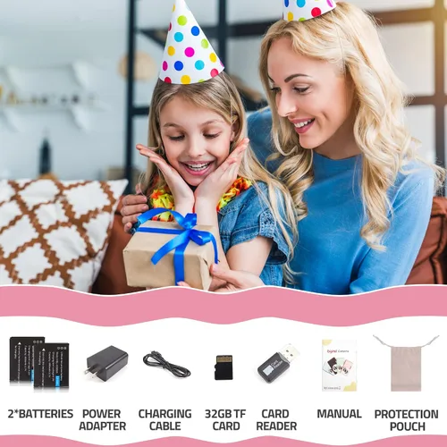 Miniatura 7 de Cámara digital, cámara compacta FHD 1080P con tarjeta de 32 GB, cámara de 48 MP LCD de 2.4 pulgadas, zoom digital 16X para niños, estudiantes