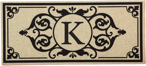 Miniatura 13 de Evergreen Flag Cambridge Monogram Letra A Burlap Sassafras Switch Mat 22" x 10