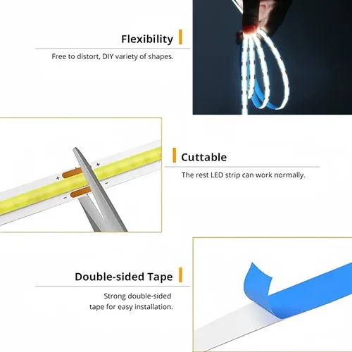 Miniatura 6 de ZSLAIFU Tira de luces LED de 5 V, tira de luz LED USB blanca, tira de luz LED de mazorca regulable de 3.28 pies, tira LED corta de alto brillo