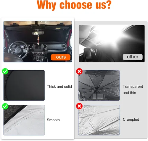 Miniatura 8 de Parasol para parabrisas delantero compatible con Toyota Highlander 2020-2023 2024 2025, protector de visera solar bloquea los rayos UV, parasol