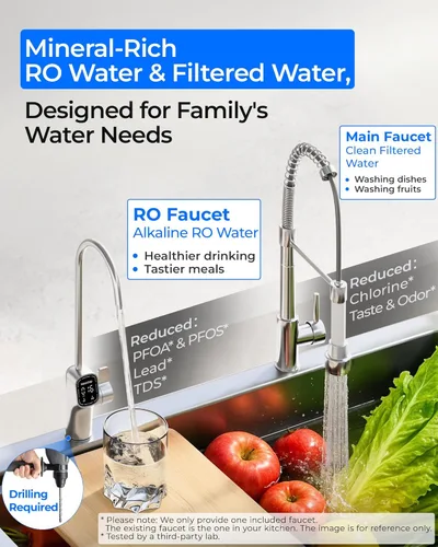 Miniatura 3 de [Flujo dual] Waterdrop G5P700A-Pro - Filtro de agua de ósmosis inversa mineral alcalino pH + certificación NSF/ANSI 58 y 372, sistema de ósmosis