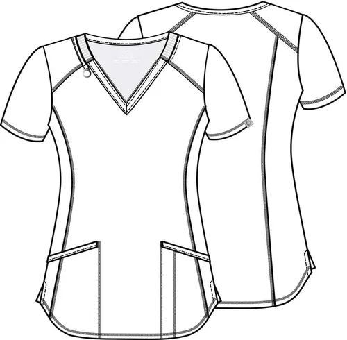 Miniatura 7 de Cherokee Infinity Camiseta Médica con Cuello en V para Mujer, Ajuste Contemporáneo, 2 Bolsillos, Inserto de Punto Acanalado, Aberturas Laterales
