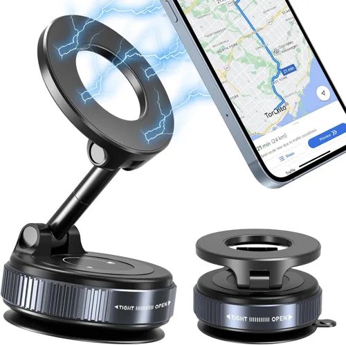 Soporte magnético de teléfono al vacío para tu automóvil, soporte de teléfono ajustable de 360° para Magsafe con potente imán, soporte plegable para