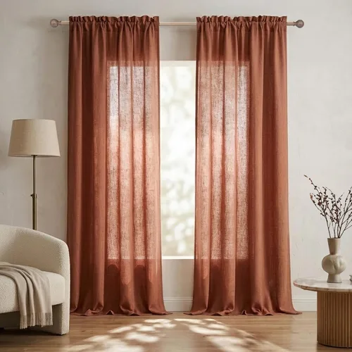 Miniatura 17 de Mrs.Naturall - Cortinas transparentes con bolsillo para barra de 36x63 pulgadas de lino mezclado negro