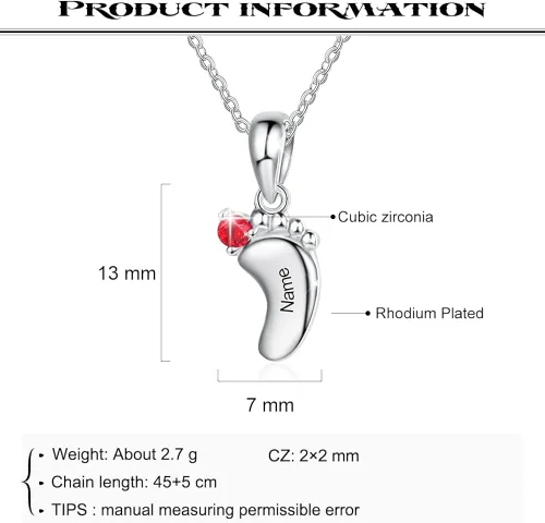 Miniatura 3 de Collar personalizado con nombre de pies de bebé para madre y mamá con 1 a 6 nombres, piedras natales, collar con colgante de pies de bebé