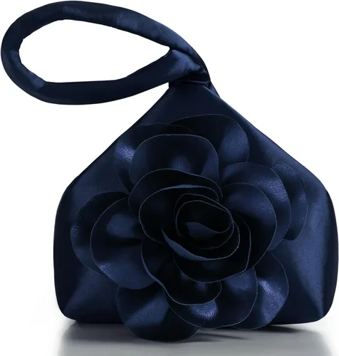 Miniatura 10 de BABEYOND Bolsos de mano para mujer, bolsos de noche de satén con flores, bolso de pulsera elegante para fiestas, uso diario, boda