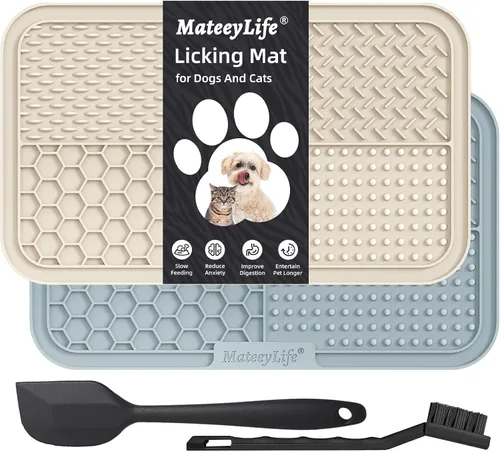 Miniatura 9 de MateeyLife 2 piezas Alfombrilla grande para lamer para perros con ventosas, cuencos de alimentación lenta, alfombrilla para lamer gatos para aliviar