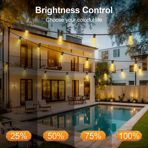 Miniatura 4 de MGVIH - Cadena de luces LED para exteriores de patio - 200 pies 60M luz impermeable exterior con control remoto regulable ST38 foco inastillable