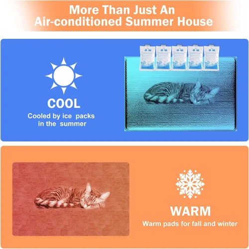 Miniatura 7 de Casa térmica para gatos para mascotas exteriores en invierno, refugio de invierno para gatos y perros pequeños con almohadilla térmica, casa térmica