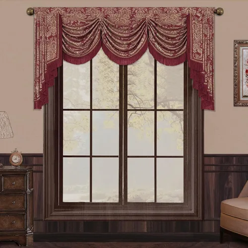Miniatura 11 de Loom and Mill Cenefas de Cascada de Lujo para Ventanas, Elegante Cenefa de Cortinas Gruesas de Jacquard con Borlas para Sala de Estar, Dormitorio